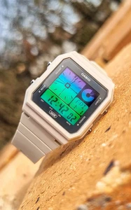 Galaxy Timer – Modified Watch Based on Casio LF20W – Beige Hydromod with Purple - Picture 1 of 10