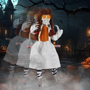 Life-Size Animatronic Halloween Swing Girl with Sound for Indoor/Outdoor Decor - Picture 1 of 8