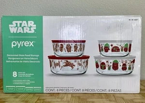 New Pyrex Disney Star Wars Holiday Christmas Glass Storage Bowl Set 8 Piece - Picture 1 of 7