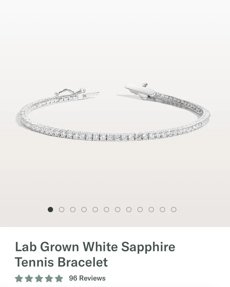 Pulsera tenis zafiro blanco cultivado en laboratorio Foto 1 de 4
