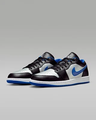 NIKE Air Jordan 1 BAJO 553558-007 Negro Juego Real Metálico Platino Blanco Foto 1 de 4