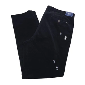 $198 Polo Ralph Lauren Black Slim Fit Embroidered Corduroy Pants Mens 40 X 32 - Picture 1 of 12