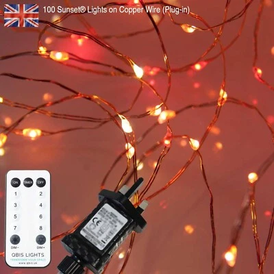 Qbis Sunset® String Fairy Lights - 100 Red, Orange, Yellow Lights on Copper Wire - Image 1 of 4