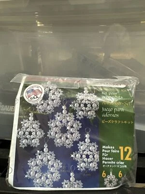 Holiday Beaded Ornament Kit-Crystal & Pearl Snowflakes 2.5" Makes 12 #7335 - Изображение 1 из 2