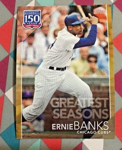 #127 Ernie Banks HOF 5x7 - 05/10 made Gold 2019 Topps 150 Years Greatest Seasons - Picture 1 of 2