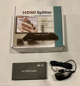 1x2 HDMI Splitter 2 Way 4k Powered 60 FT Cable Length Free Shipping - Picture 1 of 4