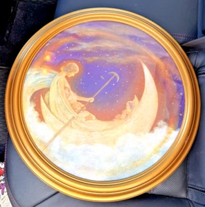 Sullins Haus vergoldet Gold gerahmte Kunst Mondboot zum Traumland 19" Durchmesser Hugh Williams - Bild 1 von 5