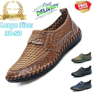 Mocassini uomo in pelle scarpe casual traspiranti slip on mocassini scarpe da guida Stati Uniti - Foto 1 di 34