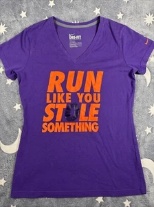 Nike Dri Fit Run Like You Stole Something Womens Medium Purple 17.5x26” T Shirt - Picture 1 of 3