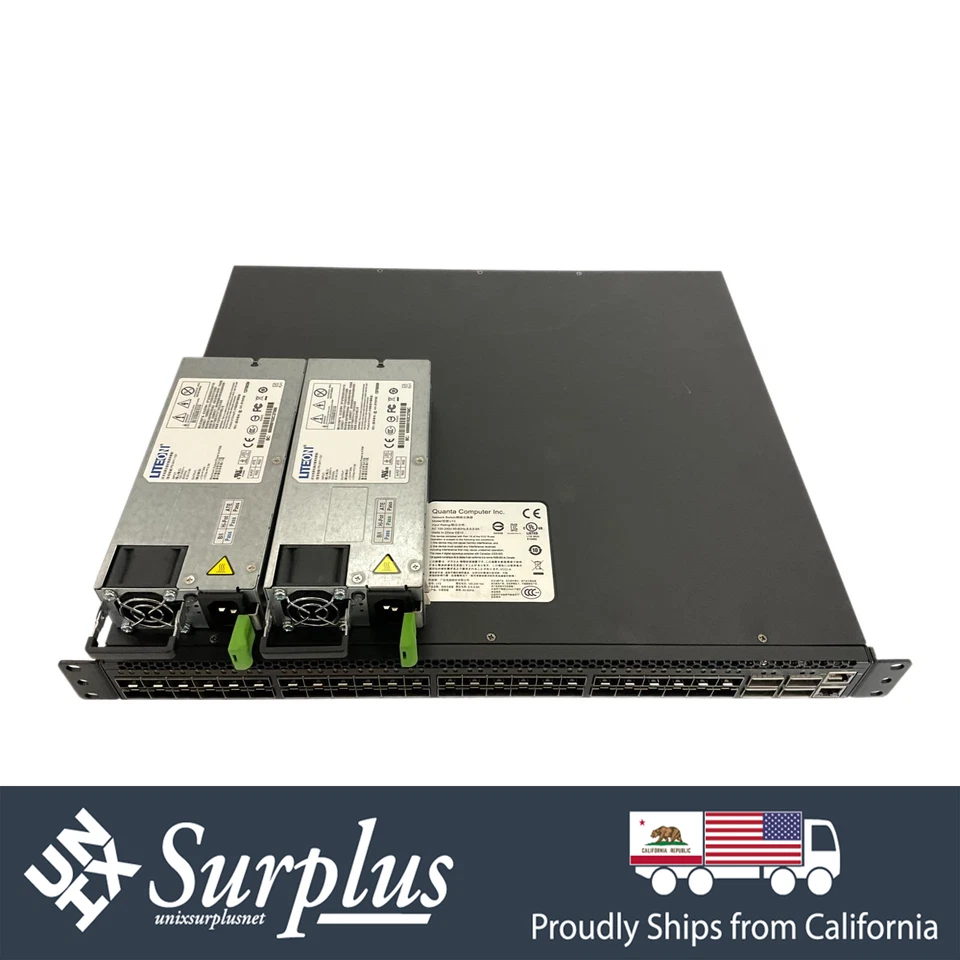 Switch 48 puertos 10 GB SFP+ Quanta T3048-LY2 L3 R2F 2x PSU con orejas | 4x 40 GbE QSFP+ Foto 1 de 4