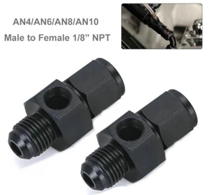2PCS Male to Female Fitting with 1/8" NPT Gauge Sensor Side Port Adapter AN 4-10 - Picture 1 of 10