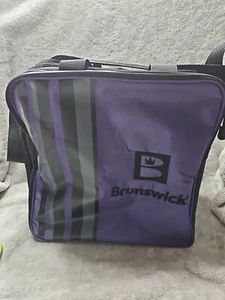 Brunswick Purple Nylon Single Bowling Ball & Shoe Bag Shoulder Strap Zip Close - Picture 1 of 8