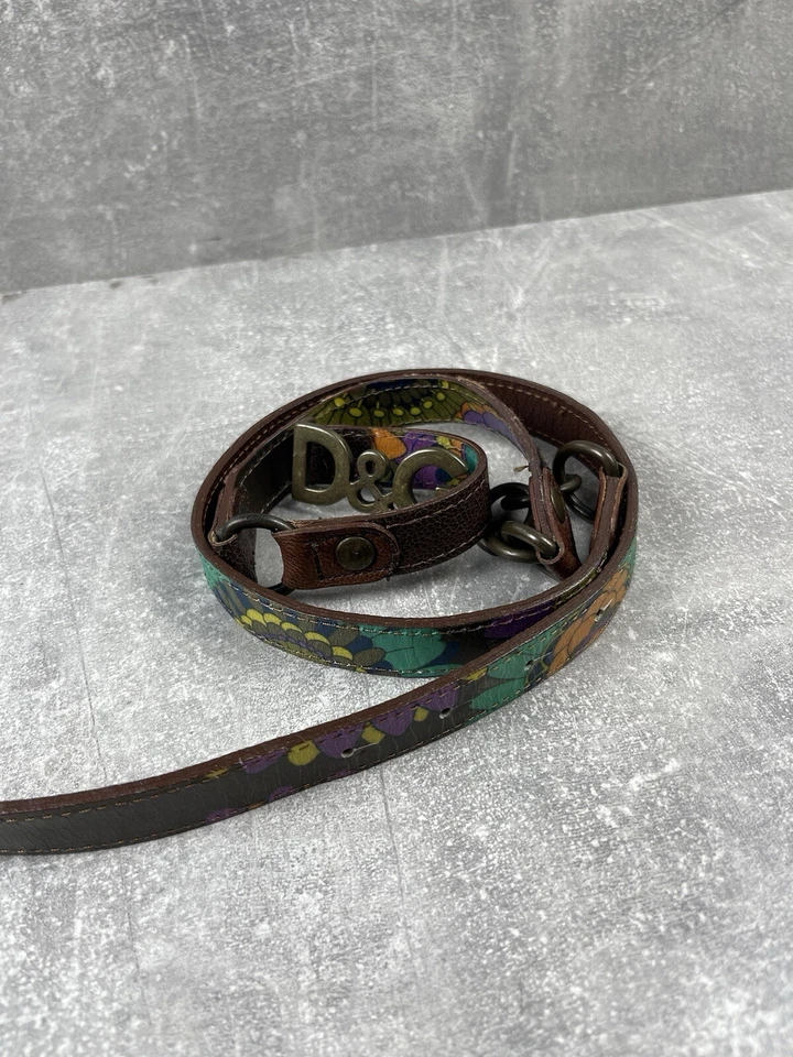 Cinturón Dolce&Gabbana Archives Cuero Marrón Selva Celebridad DsG Logo Hecho en TI Foto 1 de 4