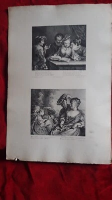 Gravure ancienne XVIII-XIXième d'après   WATTEAU-"LES ENTRETIENS BADINS" - Photo 1/3