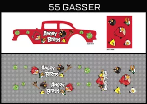 Hot Wheels(1/64),55 Gasser"Angry Birds" Waterslide,Printed White First,Decals - Foto 1 di 5