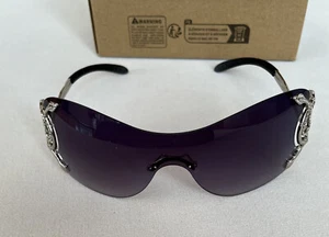 modische Sonnenbrille schwarz mit grauen Gläsern-  Silber Schlagenmotiv Neu - Bild 1 von 7