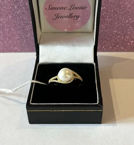 Sterling Silver Gold Plated Ring Size U - Picture 1 of 10