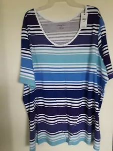 Blusa túnica a rayas manga codo Lane Bryant talla 26-28 NUEVA - Imagen 1 de 3
