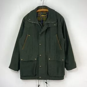 Laksen Wool Coat Mens Medium Green Felt Loden Tweed Shooting Field Jacket - Picture 1 of 17