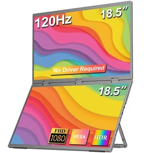 18,5" Dual-Monitor 1080P 100Hz Hochauflösend | Faltbar&Tragbar | VESA-Bildschirm - Bild 1 von 7