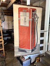 BOWSER ROL-WAY VINTAGE GAS PUMP LARGE CANVAS BANNER POSTER DISPLAY 1940’s 1950’s