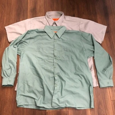 Red Kap Industrial Work Shirt Uniform Short Long Sleeve Used Men Sz 3XL LOT OF 2 - Image 1 of 4