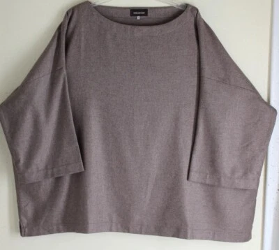 NWT Eskandar 0 O/S 28"L Cashmere Silk Rich Bison Basketweave Tunic Shirt Top - Image 1 of 4