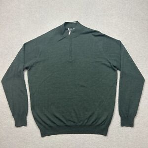 Peter Millar Sweater Mens Large Green 1/4 Zip Pullover Golf Merino Wool Blend