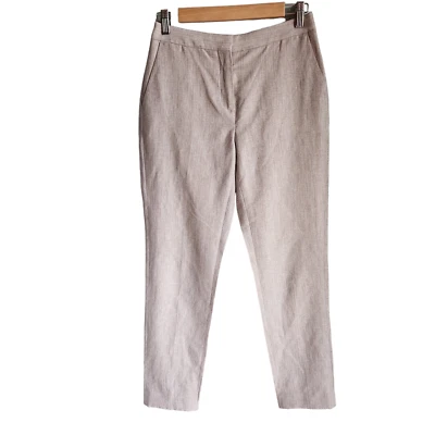 Pantalones Reiss Para Mujer Gris 4 Tostado Taupe Virginia Pantalón Bolsillos Vestido Oficina Pantalón Foto 1 de 4