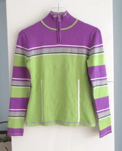 Nils Sportswear Women's Size S Pullover Striped Knit Sweater Purple Green Gray - Picture 1 of 10