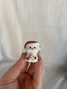 Vintage Russ Christmas Puppy Dog Tiny Mini Candle Holder Made in Taiwan - Picture 1 of 5