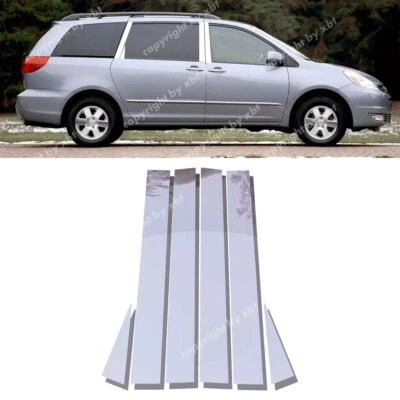 Chrome Pillar Posts For Toyota Sienna 2004-2010 6pc Set Door Trim Cover Kit - Imagem 1 de 4