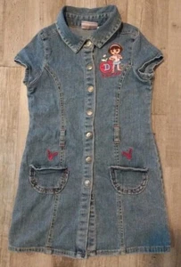 Nickelodeon Dora The Explorer Denim Dress Jumper Snap Down SS Girls Size 5 2010 - Picture 1 of 24