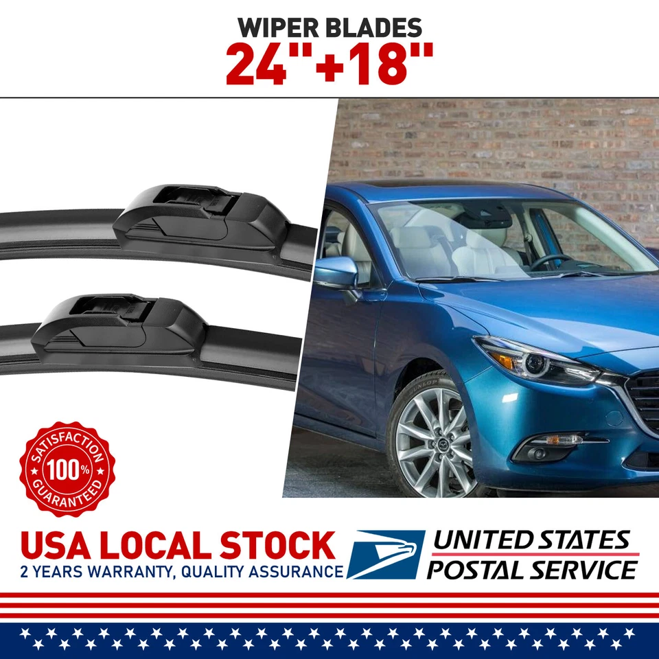 MGT HYBRID 24" & 18" PREMIUM QUALITY SUMMER WINTER WINDSHIELD WIPER BLADES - Imagem 1 de 4