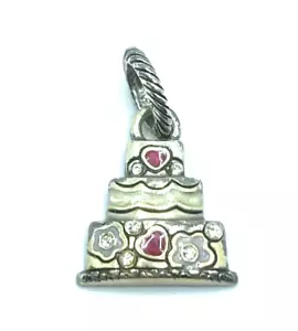 Brighton Wedding Cake Anniversary Red Heart Layered Celebration Silver  Charm - Picture 1 of 7