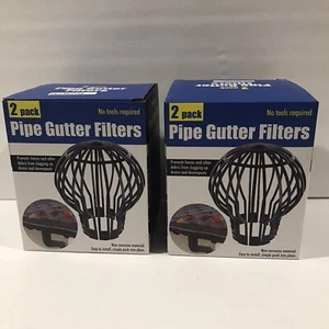 Pipe Gutter Filters No Tools Required Prevents Leaves From Clogging Drain 2pk x2 - Picture 1 of 4