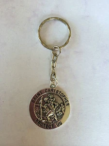 ❤️  ST CHRISTOPHER KEY RING Antique SILVER COLOUR PATRON SAINT TRAVEL CAR gift - Picture 1 of 2