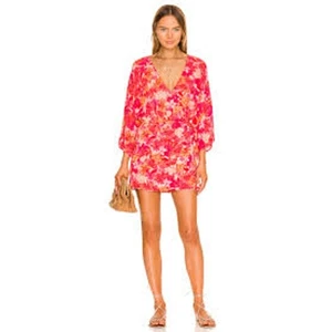 L*Space Pfeiffer Mini Wrap Dress Coverup in Into The Tropics PFEDR21 Large L NEW - Picture 1 of 6