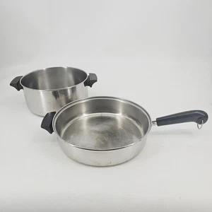 REVERE WARE Steel Stock Pot And Frying Pan 10 Qt And 4.5 Qt Vintage Made in USA - Picture 1 of 13