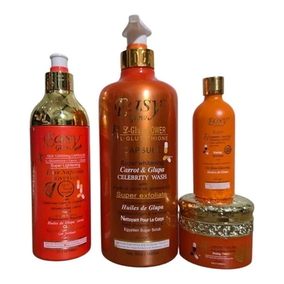 Gel de ducha tonificante brillante para zanahoria Easy Glow, loción, crema facial y suero 4 un. Foto 1 de 4