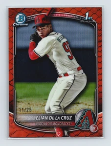 2025 Bowman Chrome 1st Orange Reptilian /25 Elian De La Cruz Diamondbacks - Bild 1 von 2
