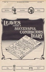 GENERAL ELECTRIC CO Contractor's Diary - Antique Engineering Advert 1905 - Picture 1 of 1