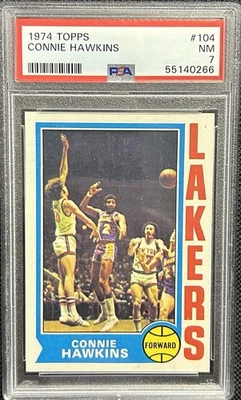 1974 Topps Basketball Connie Hawkins PSA 7 - #104 - LAKERS - HOF - SHARP CARD - Image 1 of 2