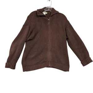 Cárdigan vintage Eddie Bauer suéter para mujer mediano marrón algodón cremallera completa años 80 - Imagen 1 de 15