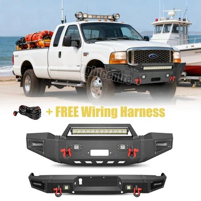 Сверхпрочный передний задний бампер для внедорожника Ford F250/F350/F450 1999-2004 годов выпуска с фарами - Изображение 1 из 4