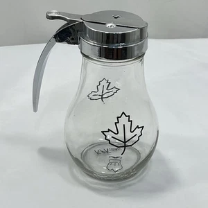 KP Kitchen Maple Leaf Syrup Honey Dispenser Glass Pitcher Metal Top - Picture 1 of 8