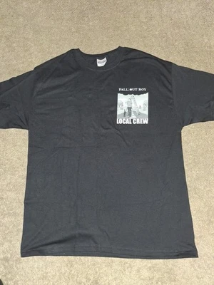 CAMISETA VINTAGE Negra Fall Out Boy Local Crew Stage FOB Grande Excelente Forma Lg Foto 1 de 4