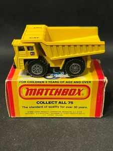 Vintage 1978 Cat Dump Truck Matchbox Lesney Re-Released 1982 Yellow W Box - Picture 1 of 9