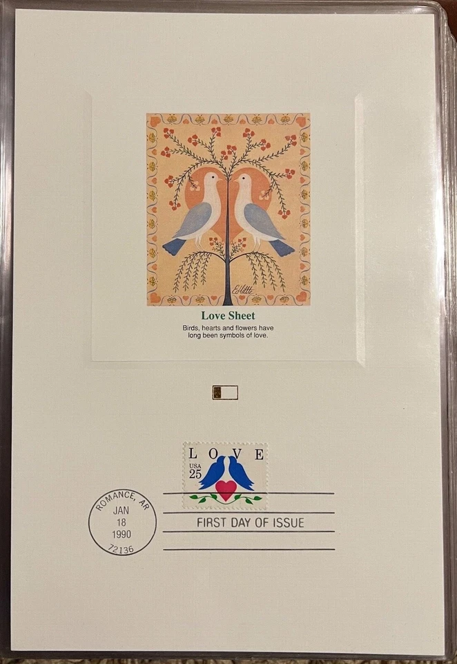 USA FDC Fleetwood Proofcard 1990 Love Stamp Romance AR 25-cent  Scott 2440 - Image 1 of 1