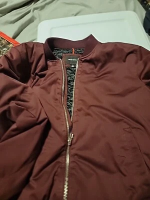 Adam Levine Jacket Mens XL Burgundy Polyester Full Zip Bomber Pocket - Image 1 of 4